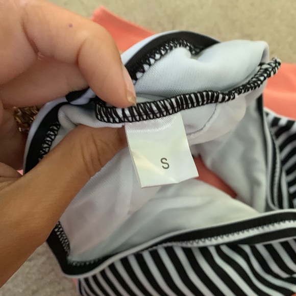NWOT black/white/orange high waisted bathing suit - Picture 2 of 8